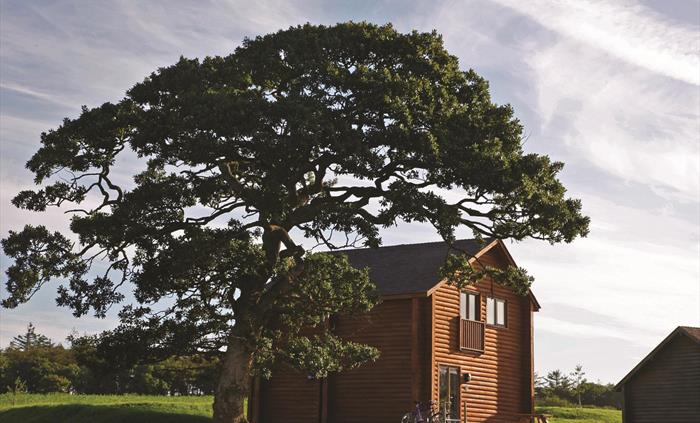 An image of one of Bluestone's luxury lodges, nestled within 500-acres of rolling countryside.